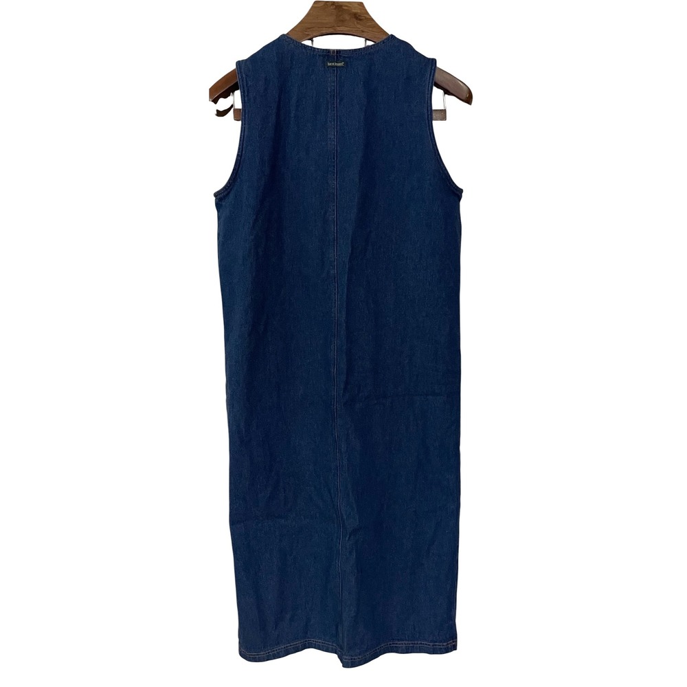 Vtg Harve Benard Denim Button Front Midi Dress Sleeveless Teacher Western 90s L - Picture 2 of 8